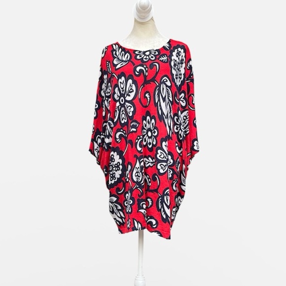 Boden Tops - Boden Silk/Linen/Viscose “Botanical Flourish” Blouse in Red/Black/White Size L